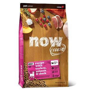 now fresh dry cat food, turkey, salmon and duck recipe, 16 lbs - grain free cat food, made with real meat and fish