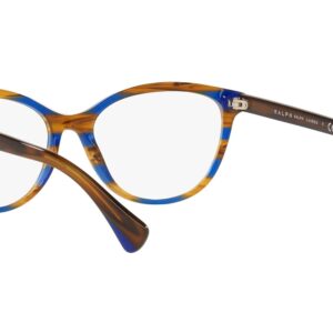 Ralph by Ralph Lauren Women's RA7134 Cat Eye Prescription Eyewear Frames, Striped Brown Blue/Demo Lens, 54 mm