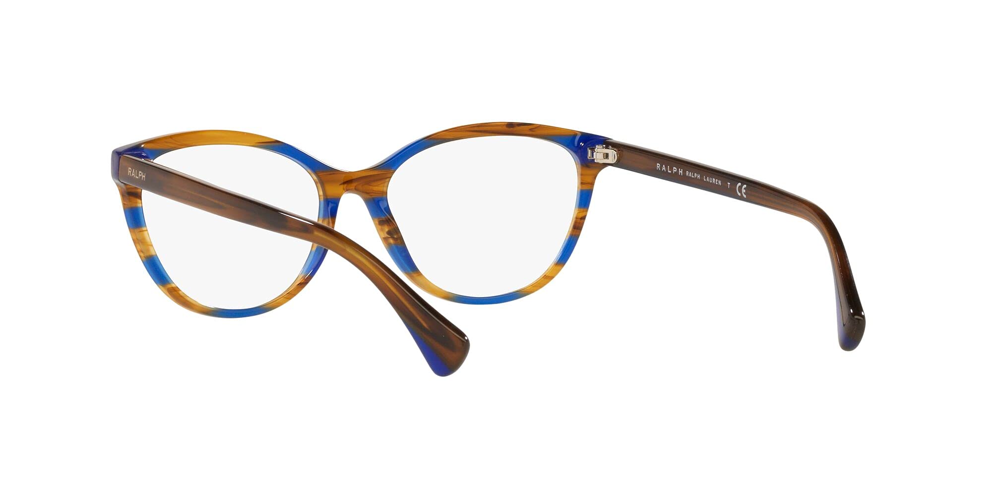 Ralph by Ralph Lauren Women's RA7134 Cat Eye Prescription Eyewear Frames, Striped Brown Blue/Demo Lens, 54 mm