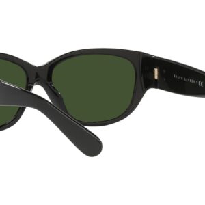 Ralph by Ralph Lauren Women's RL8193 Square Sunglasses, Shiny Black/Bottle Green, 56 mm