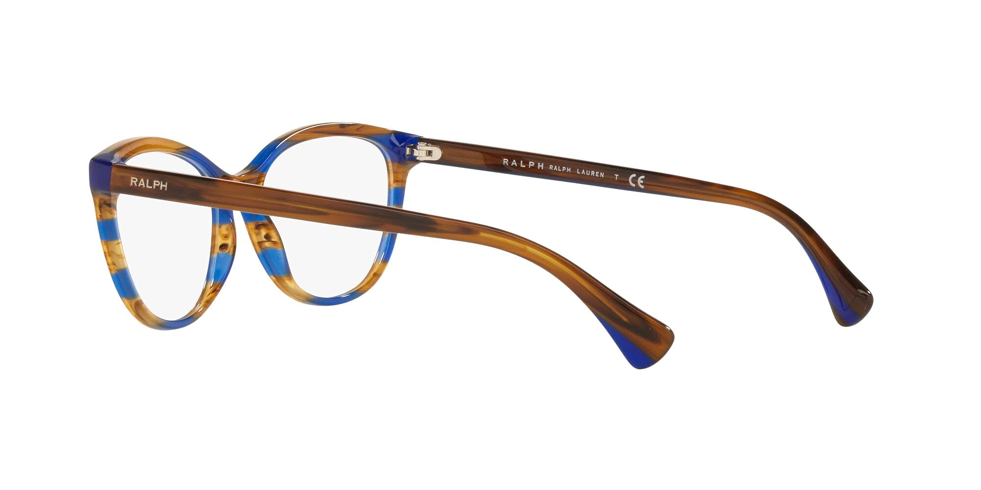 Ralph by Ralph Lauren Women's RA7134 Cat Eye Prescription Eyewear Frames, Striped Brown Blue/Demo Lens, 54 mm