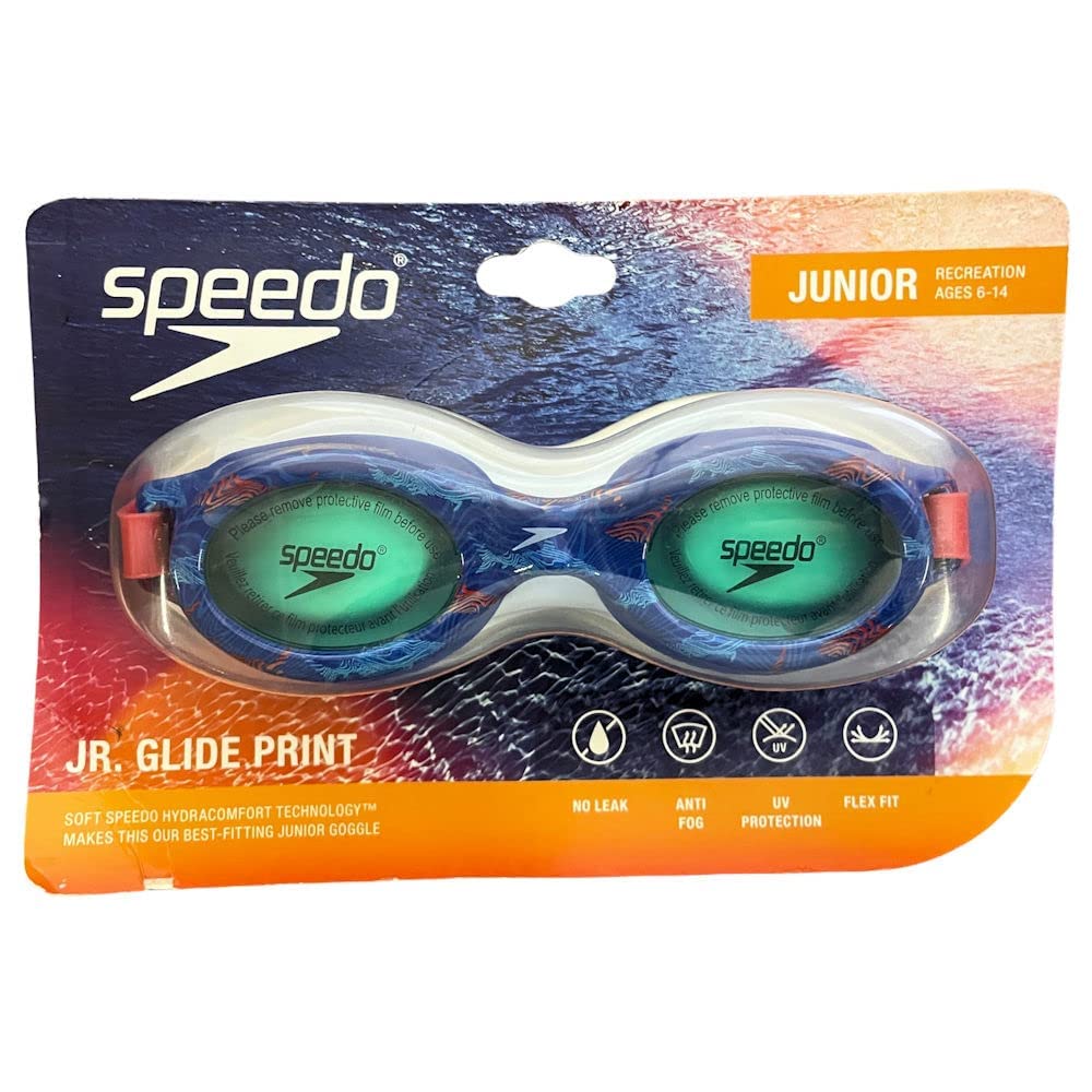 Speedo Junior Glide Jr. Print Goggles - Blue / Orange / Jade