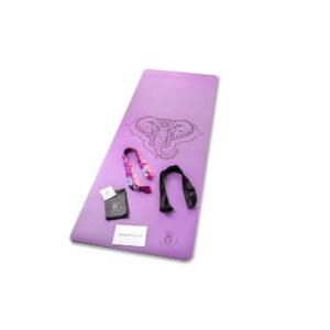 yoga mat by modern body extra thick 6mm for exercise and pilates - purple elephant- natural eco friendly rubber, extra cushion for stability and comfort, absorbent non-slip grip with 2 carry straps