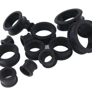 Pair 11/16" (18MM) BLACK SILICONE FLAT FLARE TUNNELS Double Flare Gauges Thin Soft Flexible Flesh Plugs (2pcs)