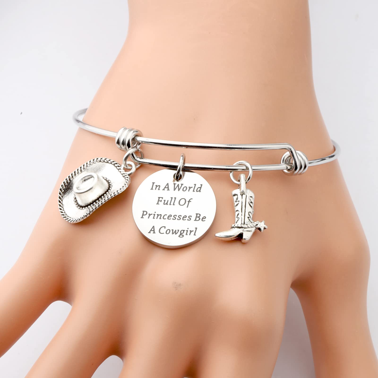 bobauna Cowgirl Boot Bracelet Country Western Jewelry In A World Full Of Princesses Be A Cowgirl Equestrian Gift (cowgirl bracelet)