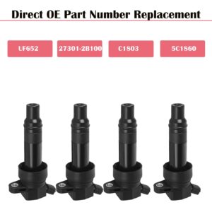 Ignition Coil Packs of 4 Fits for L4 1.6L 2012 2013 2014 2015 2016 2017 Kia Rio Soul Hyundai Accent Veloster 1.6 Coils Replaces# UF652 C1803