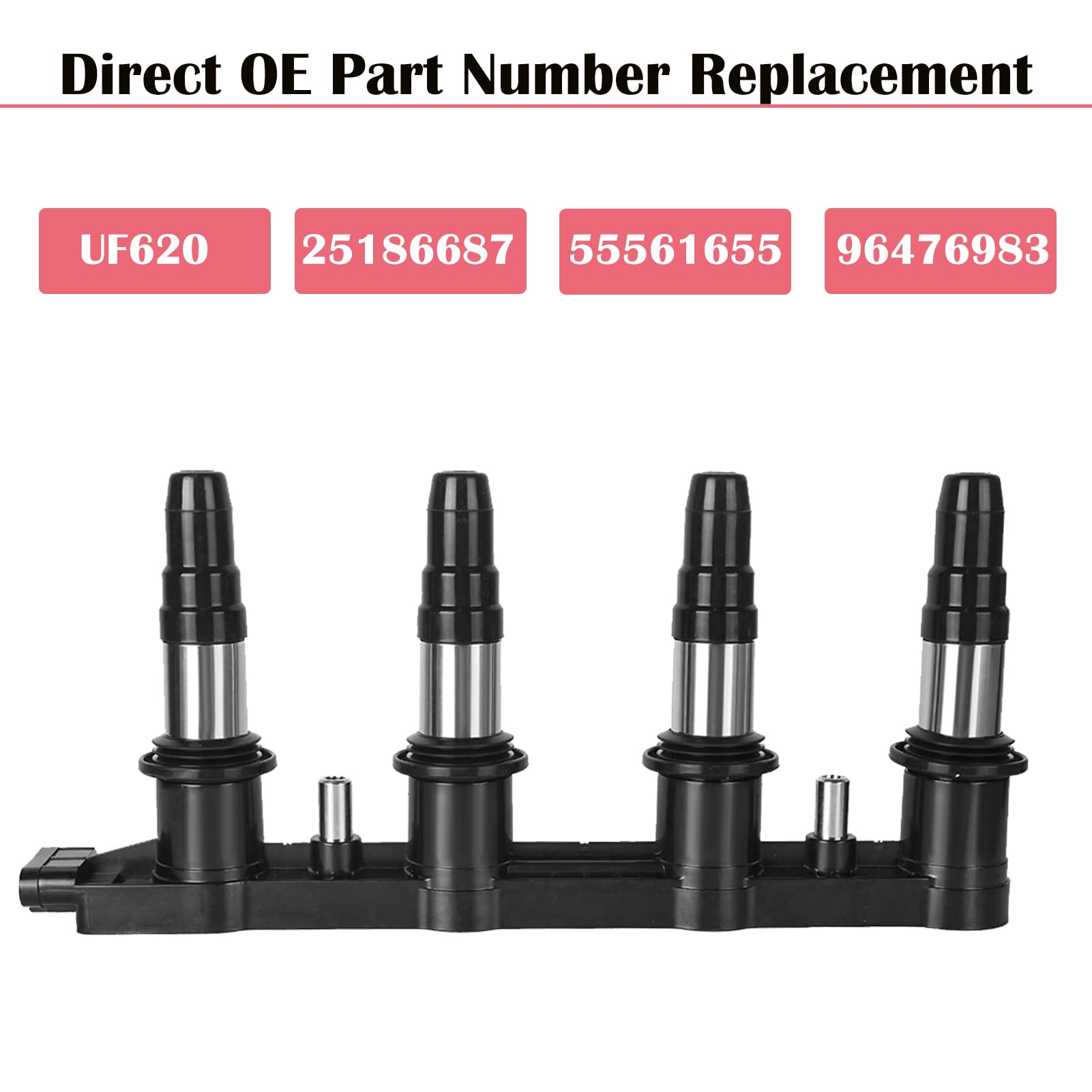 Ignition Coil Pack Fits for 1.6 1.8 L4 Chevy Cruze Sonic Aveo Aveo5 Pontiac G3 2011 2012 2013 2014 2015 2016 2017 2018 1.6L 1.8L Coil Packs Replaces UF620# 25186687 C1646