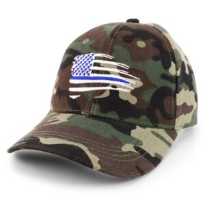 trendy apparel shop thin blue line waving usa flag we support baseball cap - camo