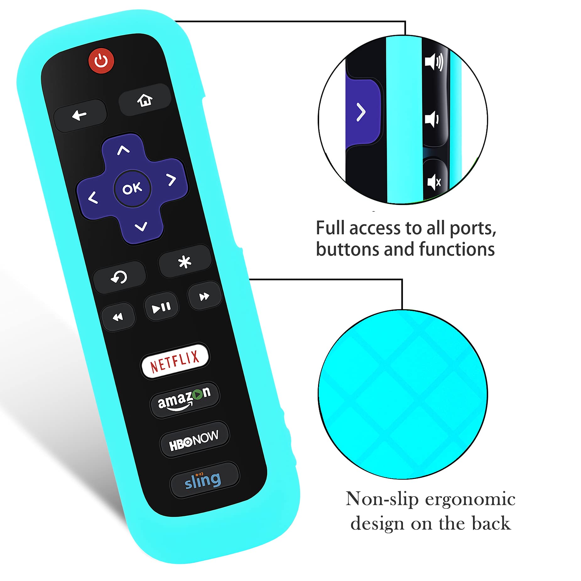 4 Pack Remote Case, Battery Cover for TCL Roku Smart TV Steaming Stick Remote, Silicone Protective Controller Universal Sleeve Skin Glow in the Dark Green Blue Purple Red