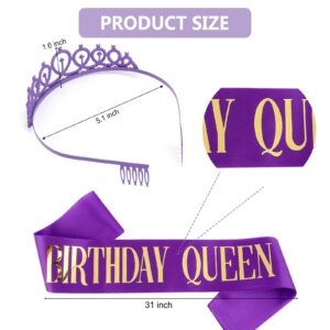 CIEHER BIirthday Sash Queen Crown Kit,Birthday Decorations,Birthday Crowns for Women Girls,Happy Birthday Tiara,Birthday Crown and Sash