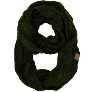 c.c cc winter soft matching unisex chunky knit cowl loop infinity scarf (solid moss)