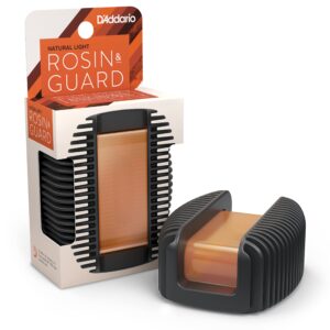 d'addario violin rosin guard with light rosin - rosin for violin, cello, viola, double bass - shock absorbent - magnetic attachment - easy grip - dishwasher safe