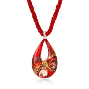 ross-simons italian murano pendant necklace in 18kt gold over sterling