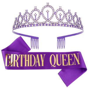 cieher biirthday sash queen crown kit,birthday decorations,birthday crowns for women girls,happy birthday tiara,birthday crown and sash