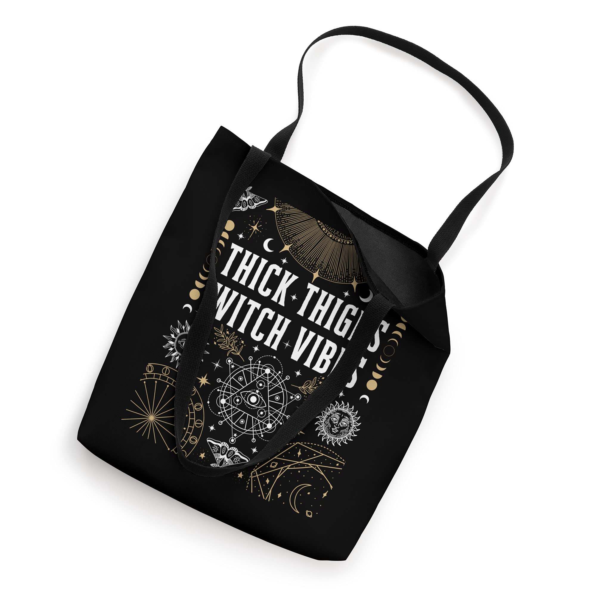 Thick Thighs Witch Vibes Witchy Wicca Funny Gym Quote Tote Bag