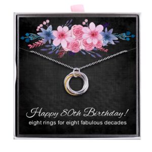 alovesoul 80th birthday gifts for women - 925 sterling silver 8 interlocking knot circles necklace birthday necklaces for women gifts ideas