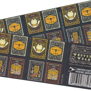 USPS Western Wear (Cowboy Hat, Belt Buckle, Cowboy Boot with Spur, Western Shirt) (Booklet of 20) Postage Forever Stamps 2021 Scott #5615-5618