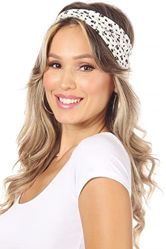 SWEETKIE Twist Front Headbands - Cute Head Wraps Perfect for Yoga, Workouts, Daywear, Happy Hour - Fashion Accessory for Women, Girls, Teens - 4 Floral Patterns