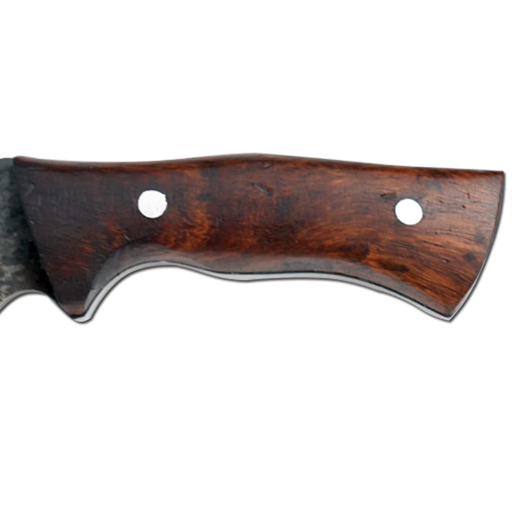 Old Ram Fix Blade Full Tang Hunting Knife Wood Handle High Carbon Steel w/Sheath. (Brown)