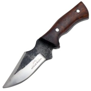 Old Ram Fix Blade Full Tang Hunting Knife Wood Handle High Carbon Steel w/Sheath. (Brown)