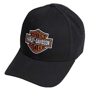 Harley-Davidson Men's Classic B&S Curved Bill Stretch Fit Baseball Cap (L/XL) Black