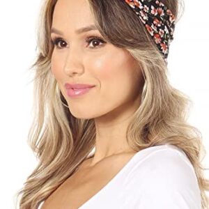 SWEETKIE Twist Front Headbands - Cute Head Wraps Perfect for Yoga, Workouts, Daywear, Happy Hour - Fashion Accessory for Women, Girls, Teens - 4 Floral Patterns