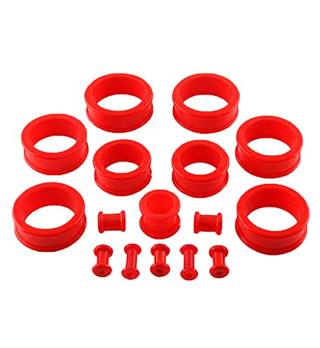 Pair 3/4" (19MM) RED SILICONE FLAT FLARE TUNNELS Double Flare Gauges Thin Soft Flexible Flesh Plugs (2pcs)