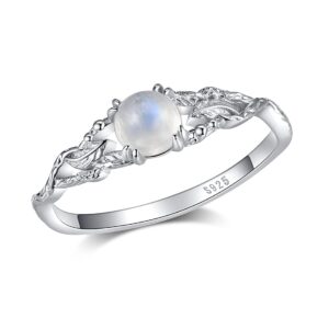 Angol Genuine Moonstone Ring Sterling Silver for Women Rainbow Moonstone Thumb Ring Minimalist Statement Band Finger Ring Dainty Trendy with Box