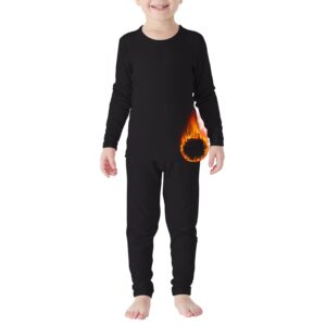 girls underwear kids thermal underwears toddler winter base layer long johns sets for boys a black large (100) /3t-4t