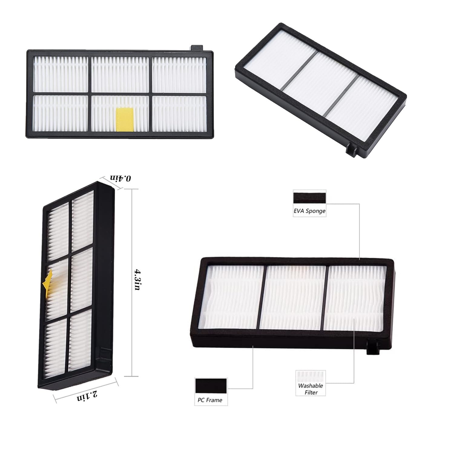 Fuyoda Replacement Parts for irobot Roomba 800 Series 850 860 861 866 870 880 890 900 Series 960 980 981 985 Vacuum Cleaner,Replenishement Kits with 2 Set Extractors,4 Filters,4 Side Brushes