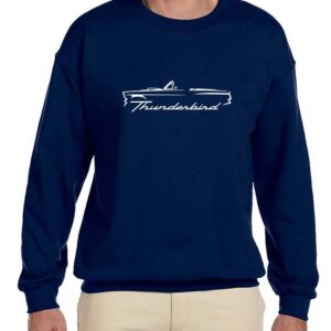 Maddmax Car Art 1955 1956 1957 Ford Thunderbird Convertible Classic Outline Design Sweatshirt 2XL navy blue