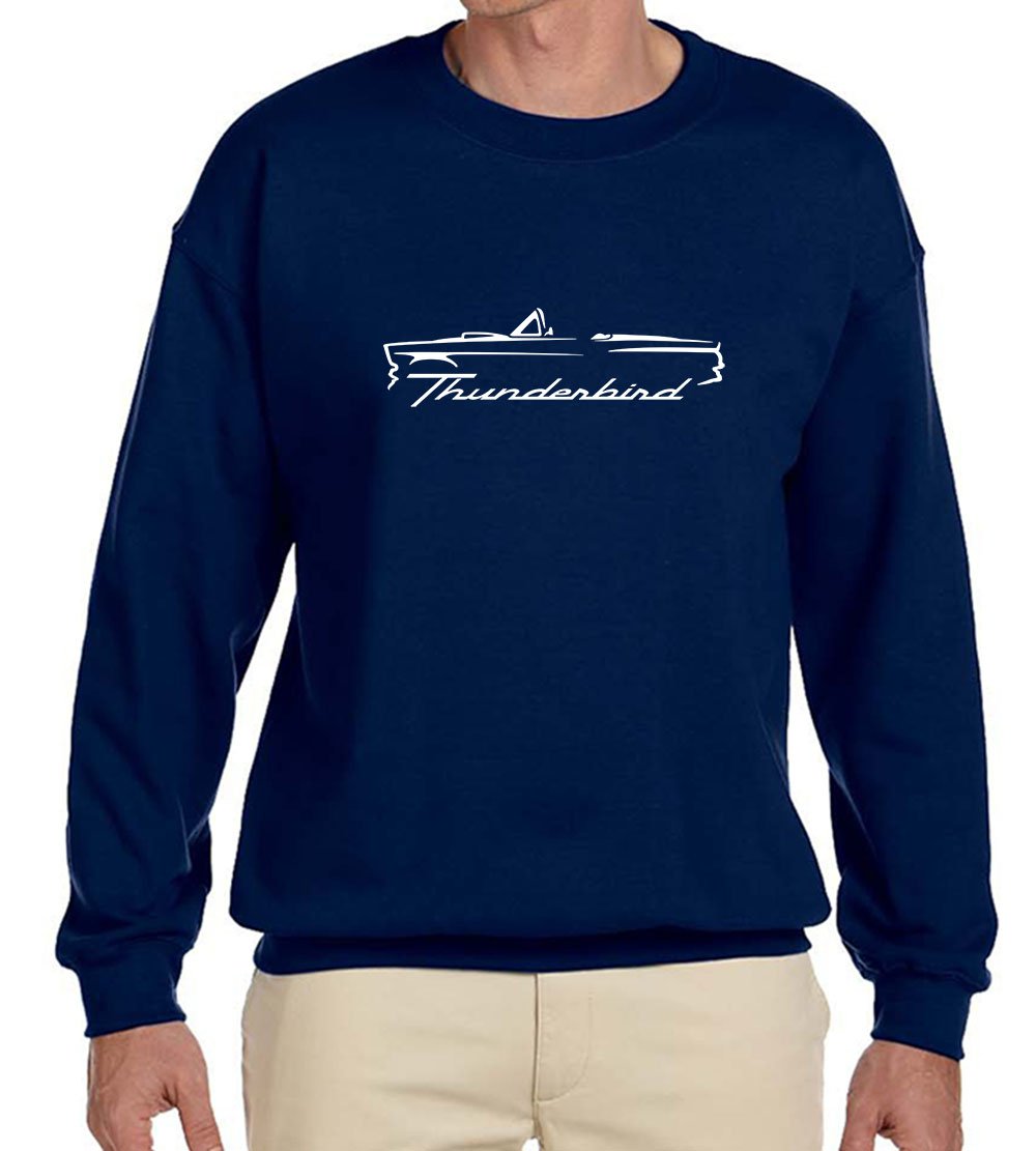 Maddmax Car Art 1955 1956 1957 Ford Thunderbird Convertible Classic Outline Design Sweatshirt 2XL navy blue