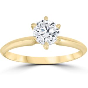 certified 3/4 carat natural solitaire diamond engagement ring 14k yellow gold