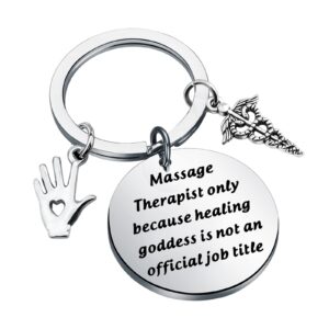 bobauna Massage Therapist Keychain Healing Hand Jewelry Massage Therapist Appreciation Gift For Therapy School Student (massage therapist title keychain)