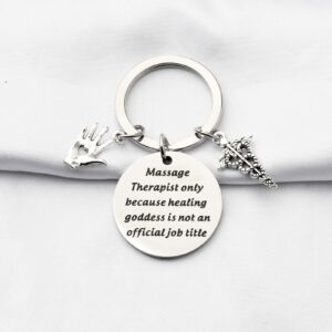 bobauna Massage Therapist Keychain Healing Hand Jewelry Massage Therapist Appreciation Gift For Therapy School Student (massage therapist title keychain)