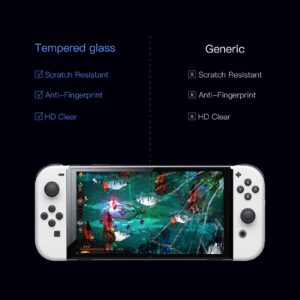 MAEXUS Switch OLED Screen Protector, Tempered Glass Screen Protector, Transparent HD Screen Protector for Nintendo Switch OLED, Anti-Fingerprint Bubble-Free (2 Pcs)