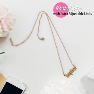 Sorority Shop Phi Mu Necklace — PM Old English Font Design, 18K Gold Plated, Phi Mu Gifts for Women