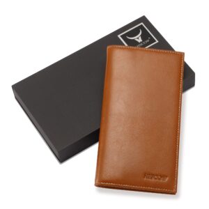 HISCOW Supple Leather Checkbook Cover with Free Divider - Italian Calfskin (Antiqued Brown)