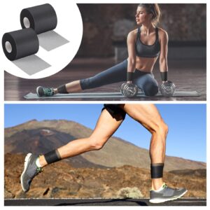 12 Pieces Foam Prewrap Athletic Tape Sports Wraps Prewrap and Athletic Tape Pre Wrap Tape Breathable Sports Tape Pre Wrap for Running Hiking Hair (Black)