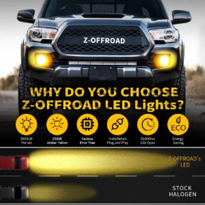 Z-OFFROAD Yellow LED Fog Lights Assembly with Clear Lens for Tacoma 2016-2022 4Runner / Tundra 2014-2019 Camry 2007-2014 Amber Golden Yellow Bumper Driving Lamps Replacement