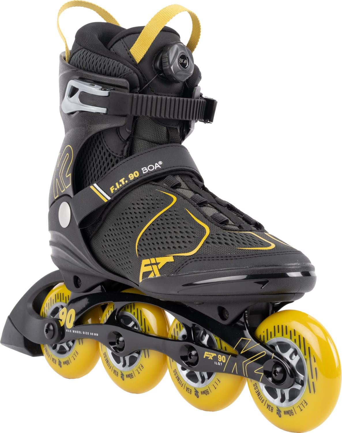 K2 F.I.T. 90 Boa Gray Mens Inline Skates - Gray/Mustard / 10.5