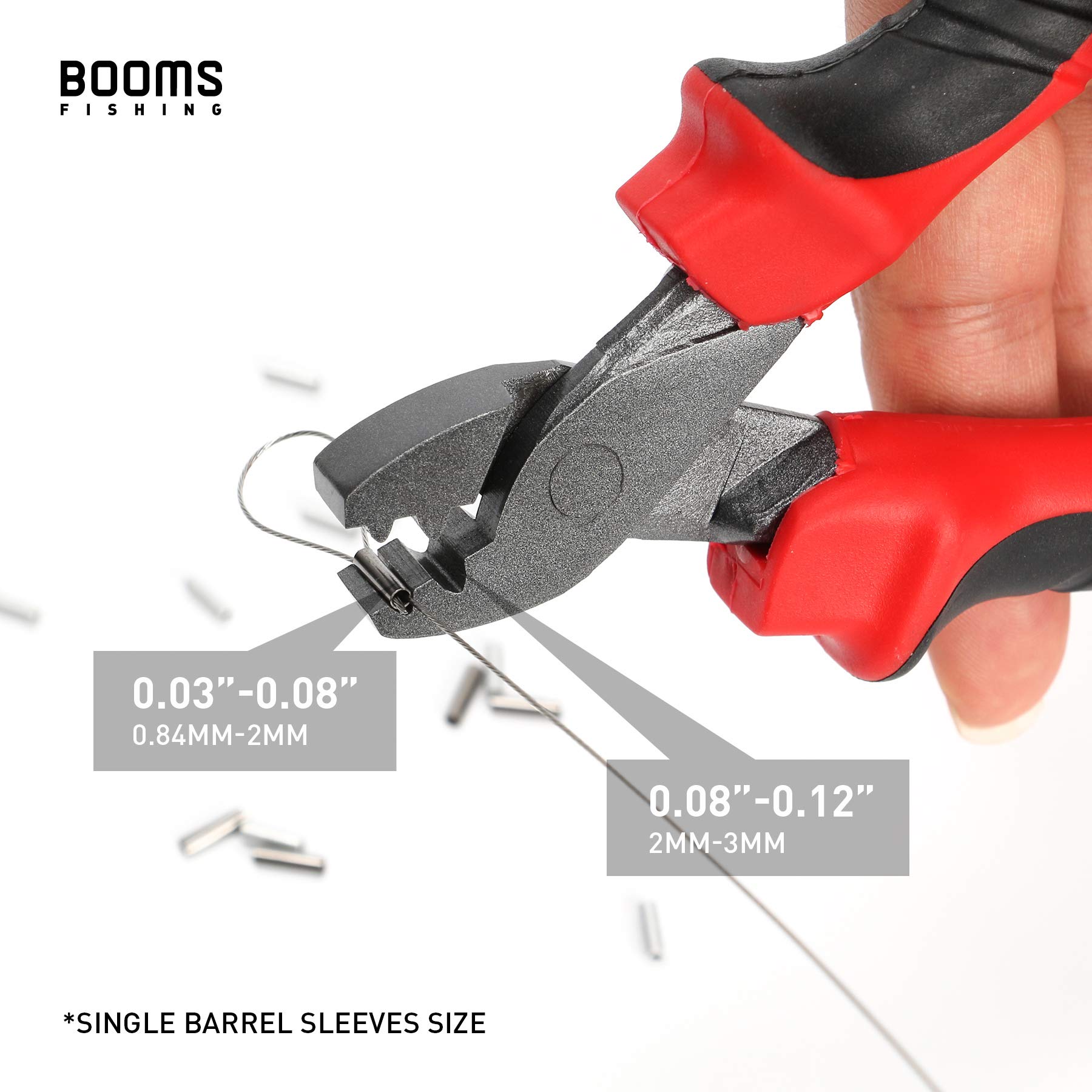 Booms Fishing CP2 Fishing Crimping Tool for Single-Barrel Sleeves, with 300pcs Sleeves