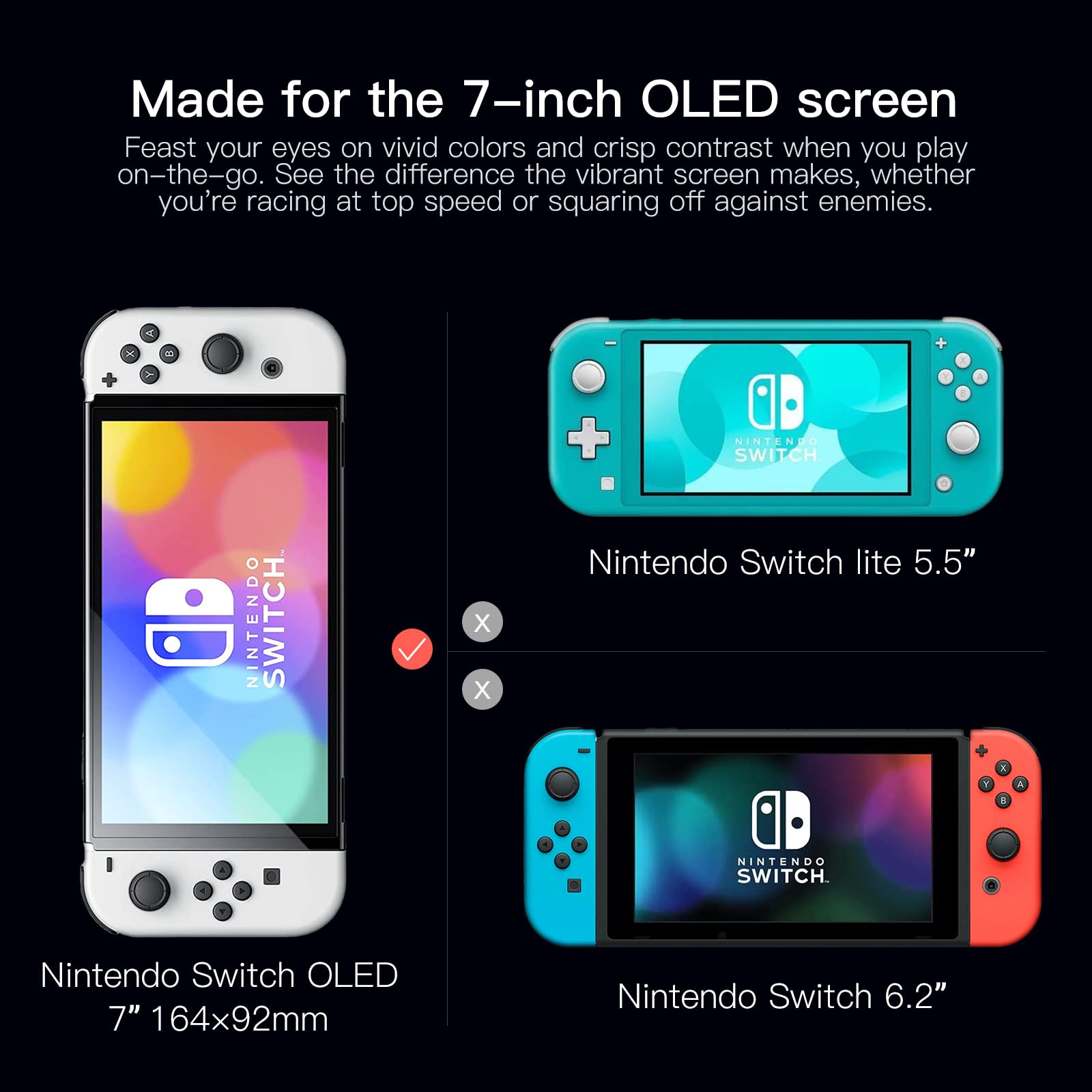 MAEXUS Switch OLED Screen Protector, Tempered Glass Screen Protector, Transparent HD Screen Protector for Nintendo Switch OLED, Anti-Fingerprint Bubble-Free (2 Pcs)