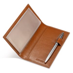 HISCOW Supple Leather Checkbook Cover with Free Divider - Italian Calfskin (Antiqued Brown)