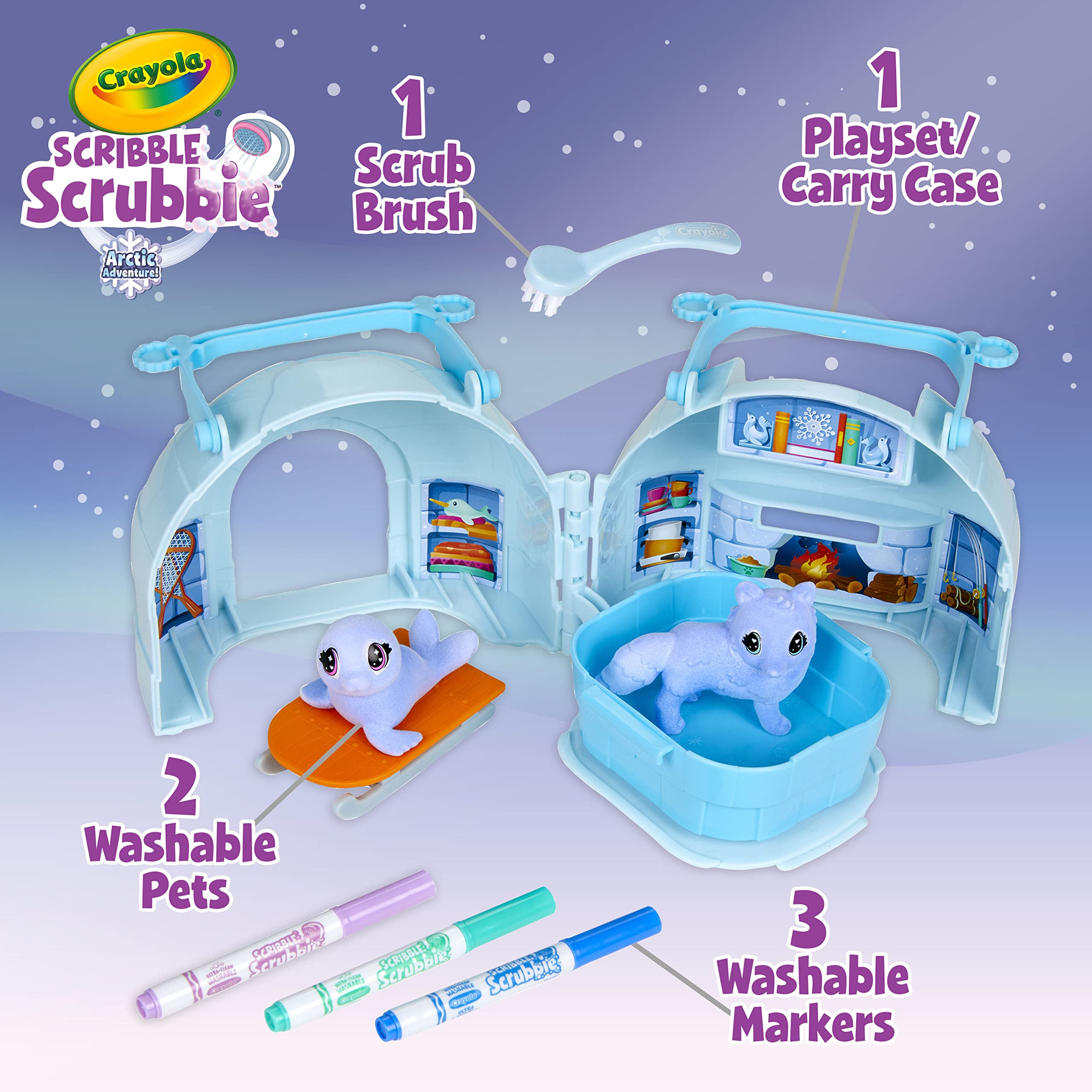 Scribble Scrubbie Pets Arctic Igloo, Color Change Pets & Storage Case, Gift for Girls & Boys