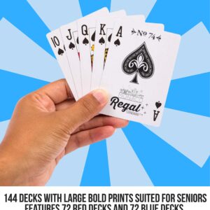 Regal Games - Bulk Playing Cards Set for Adults & Professionals - 144 Standard Decks, Large Print Deck of Cards - Blackjack, Euchre, Canasta, Poker Cards - Fun & Travel Playing Cards (144 Pack)