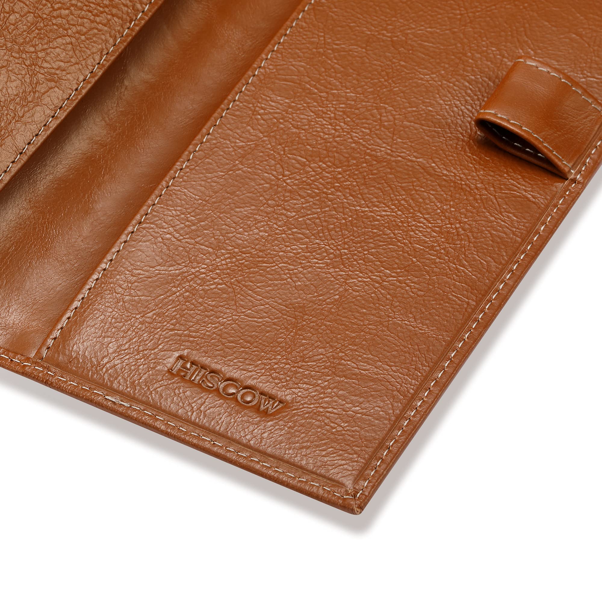 HISCOW Supple Leather Checkbook Cover with Free Divider - Italian Calfskin (Antiqued Brown)