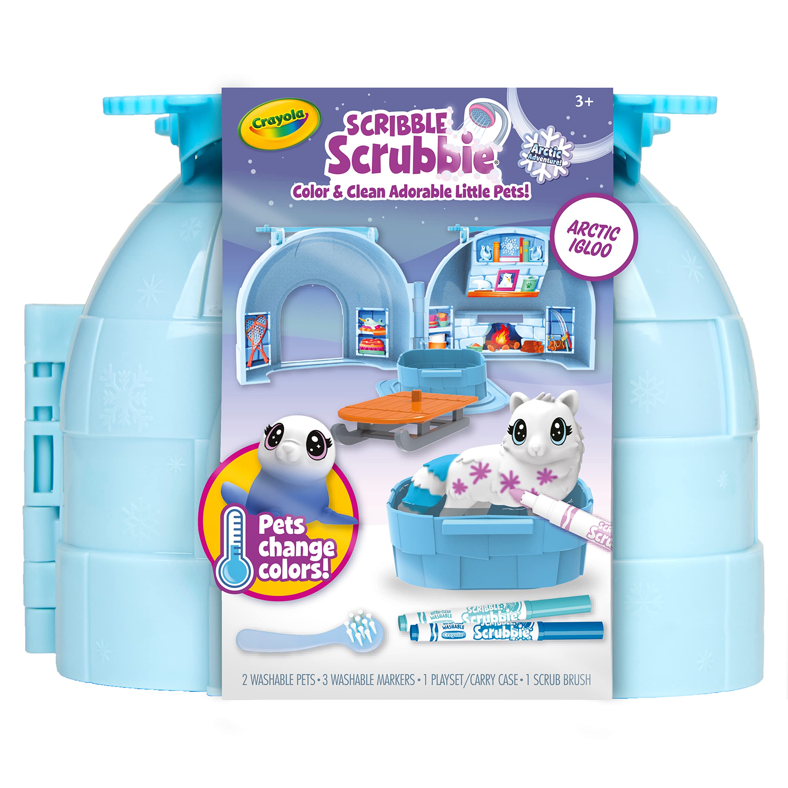 Scribble Scrubbie Pets Arctic Igloo, Color Change Pets & Storage Case, Gift for Girls & Boys