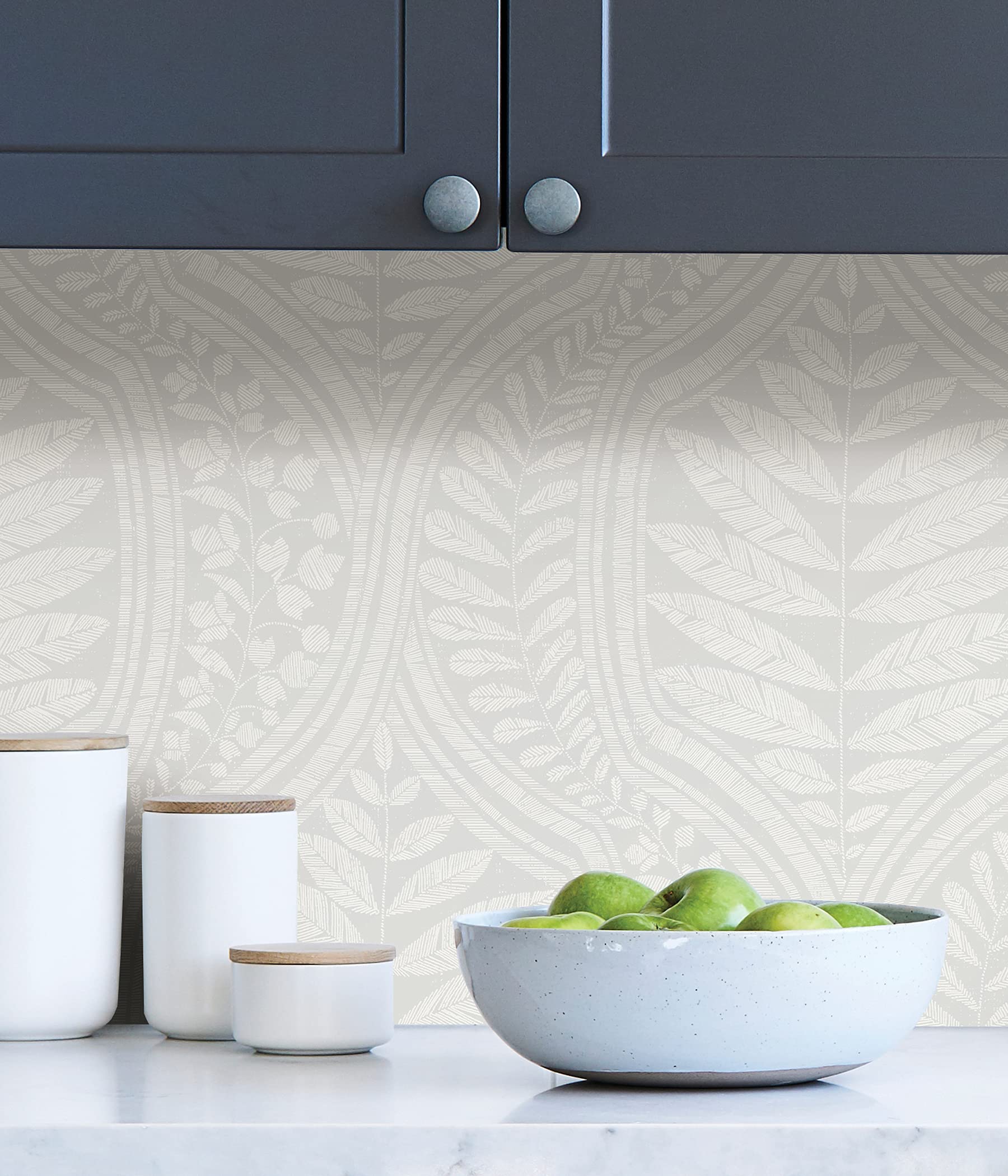 Scott Living Grey Foliate Peel & Stick Wallpaper