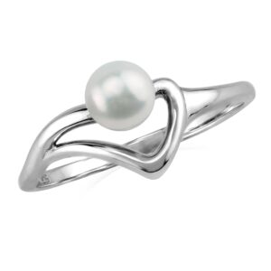 silvershake white cultured freshwater pearl 925 sterling silver minimalist solitaire ring size 6